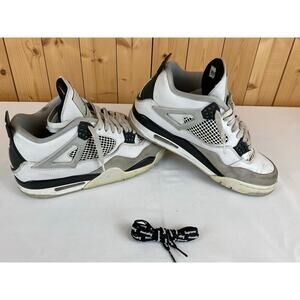 Nike Jordan 4 Men's Military Black Shoes- White/Green, Size 10